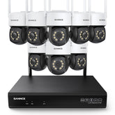 3MP 10-Channel Wireless CCTV PT Camera System, 8MP NVR, 3MP Pan & Tilt WiFi IP Cameras, Audio Recording, AI Human Detection, Work With Alexa